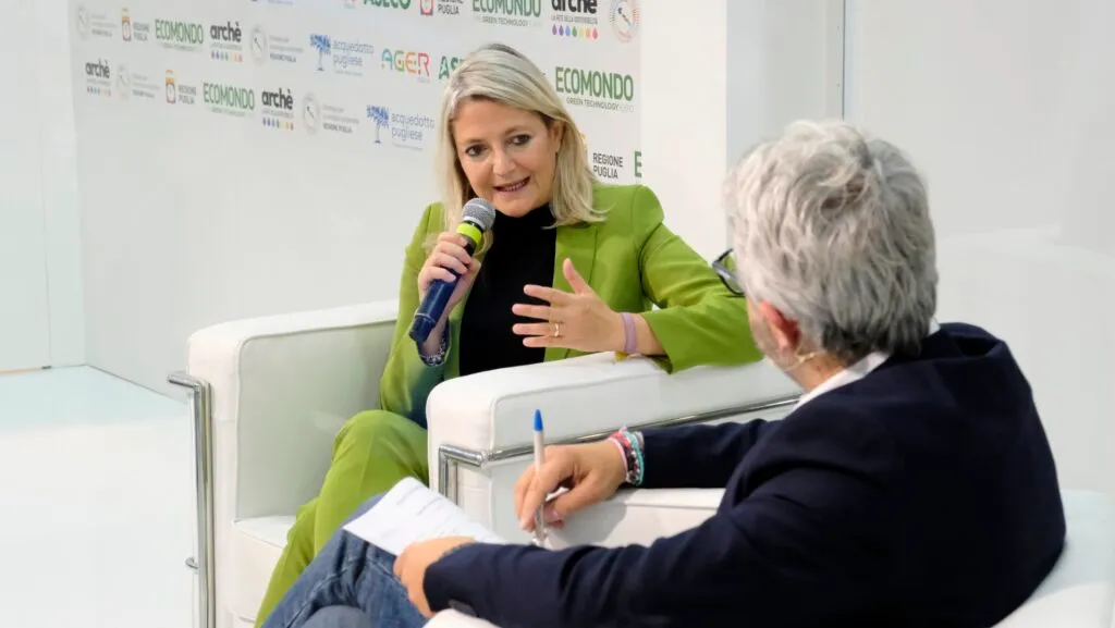 Anna Grazia Maraschio, assessora regionale all&#x27;Ambiente agli studi di Archè di AQP a Ecomondo 2021
